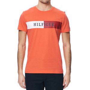Tommy Hilfiger pánské oranžové tričko Block - L (SOG)